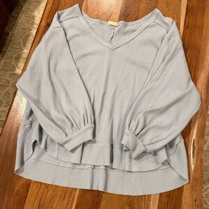 Altar'd State Light Blue Waffle Knit V-Neck Long Sleeve Flowy Top Size S